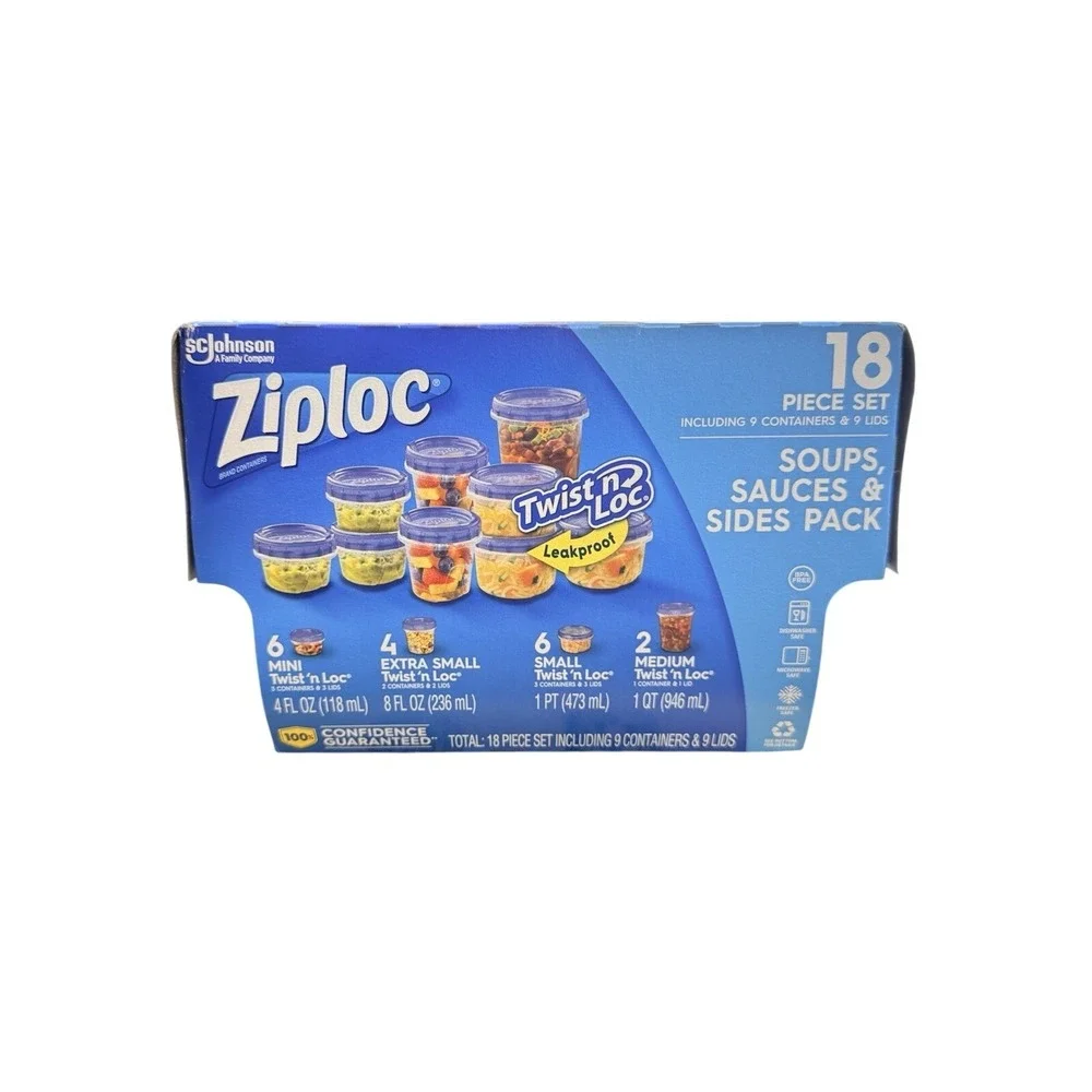 Ziploc Twist N Loc 18 piece Value Pack Set Mini Small Medium Containers w/Lids